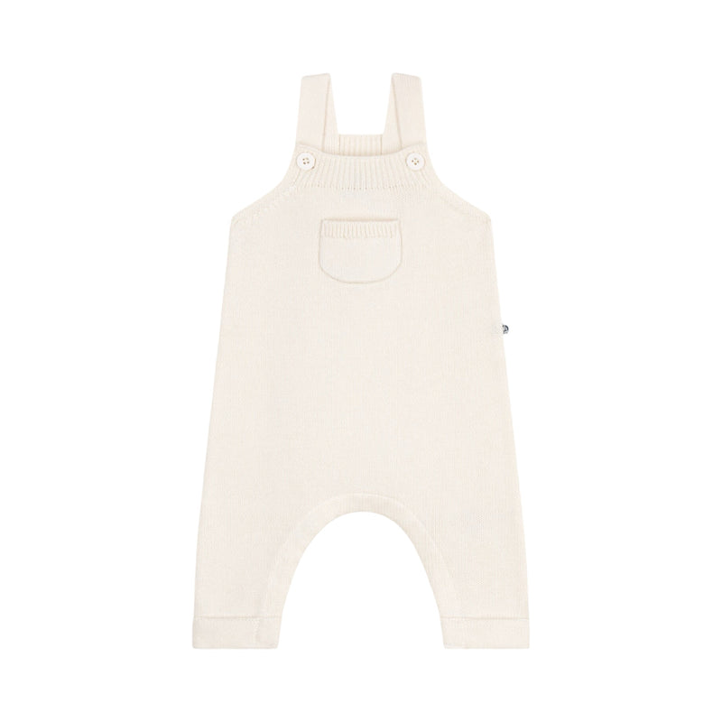 Babies' plain dungarees knitted in wool and cotton