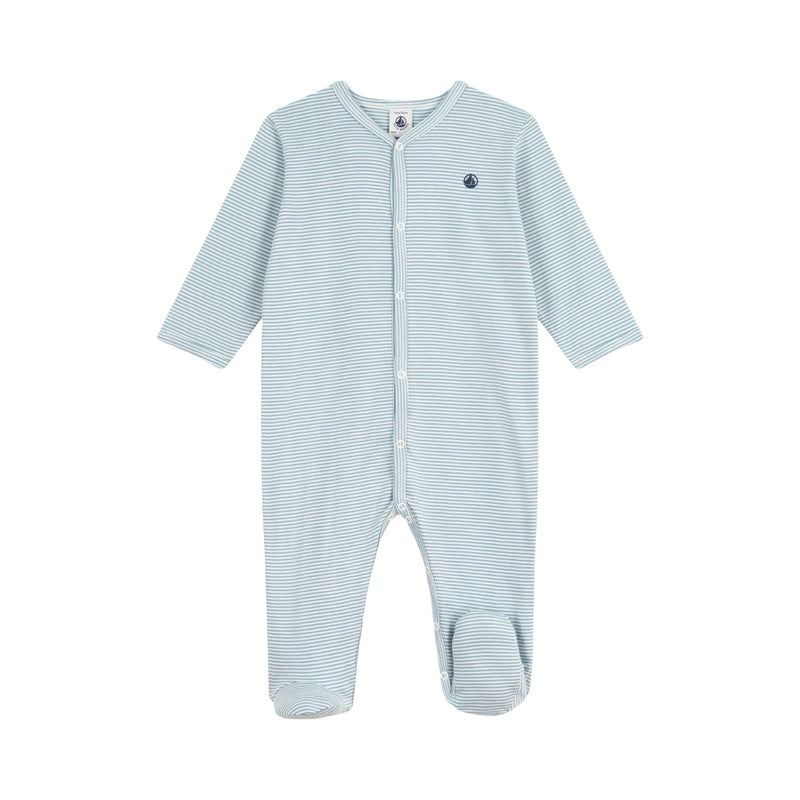 Babies' pinstriped cotton pyjama suit