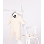 Babies' sherpa snowsuit with ears and a pinstriped lining