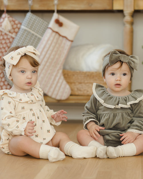 Holly berry velour bow headband