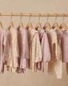 Lilac ditsy long sleeve ruffle v dress