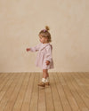 Lilac ditsy long sleeve ruffle v dress