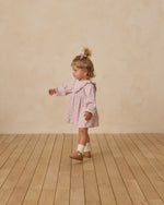 Lilac ditsy long sleeve ruffle v dress