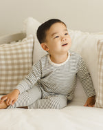 Ocean micro stripe drawstring pant