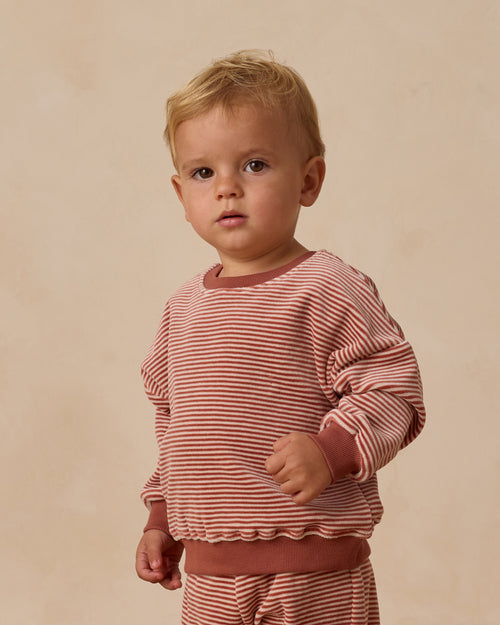 Candy stripe velour relaxed sweatshirt