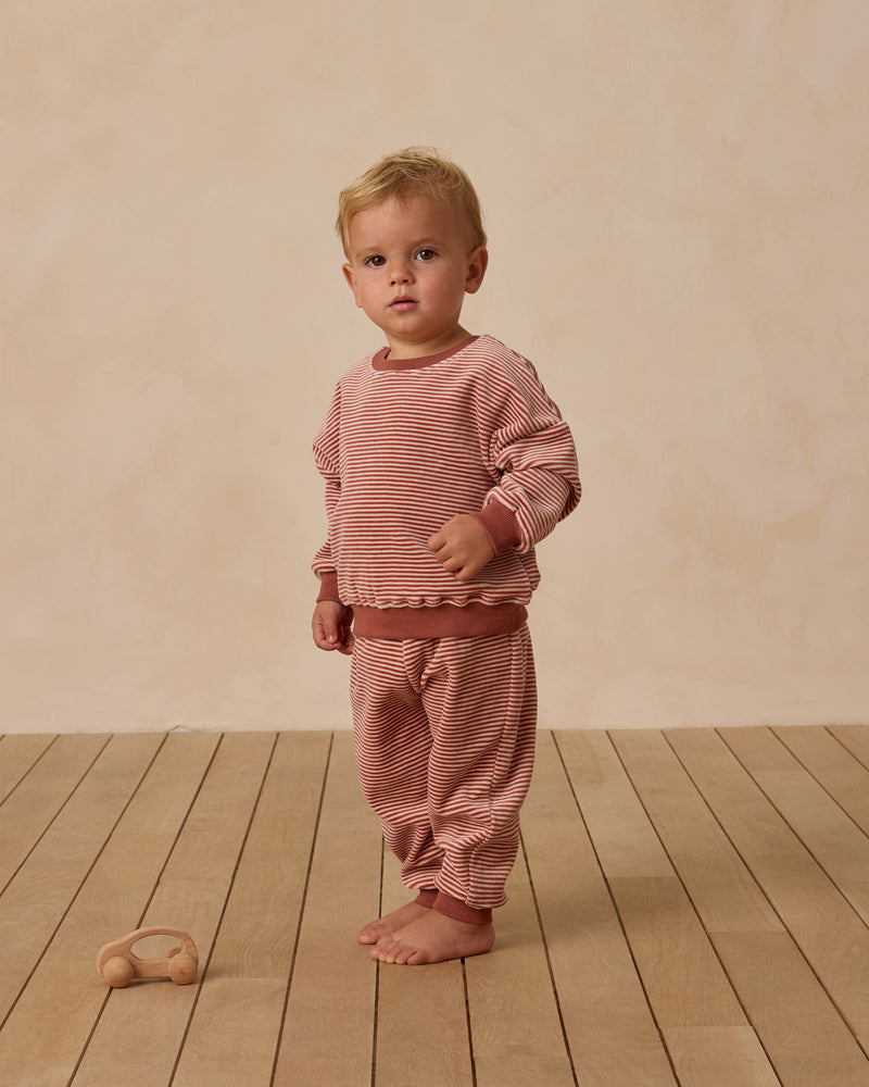Candy stripe velour relaxed sweatpant