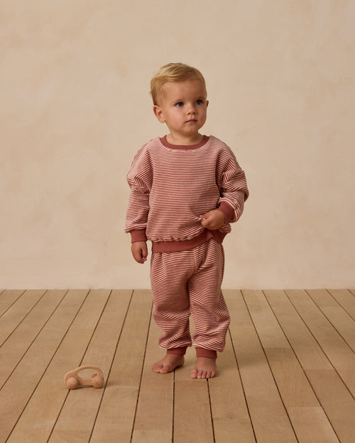 Candy stripe velour relaxed sweatpant