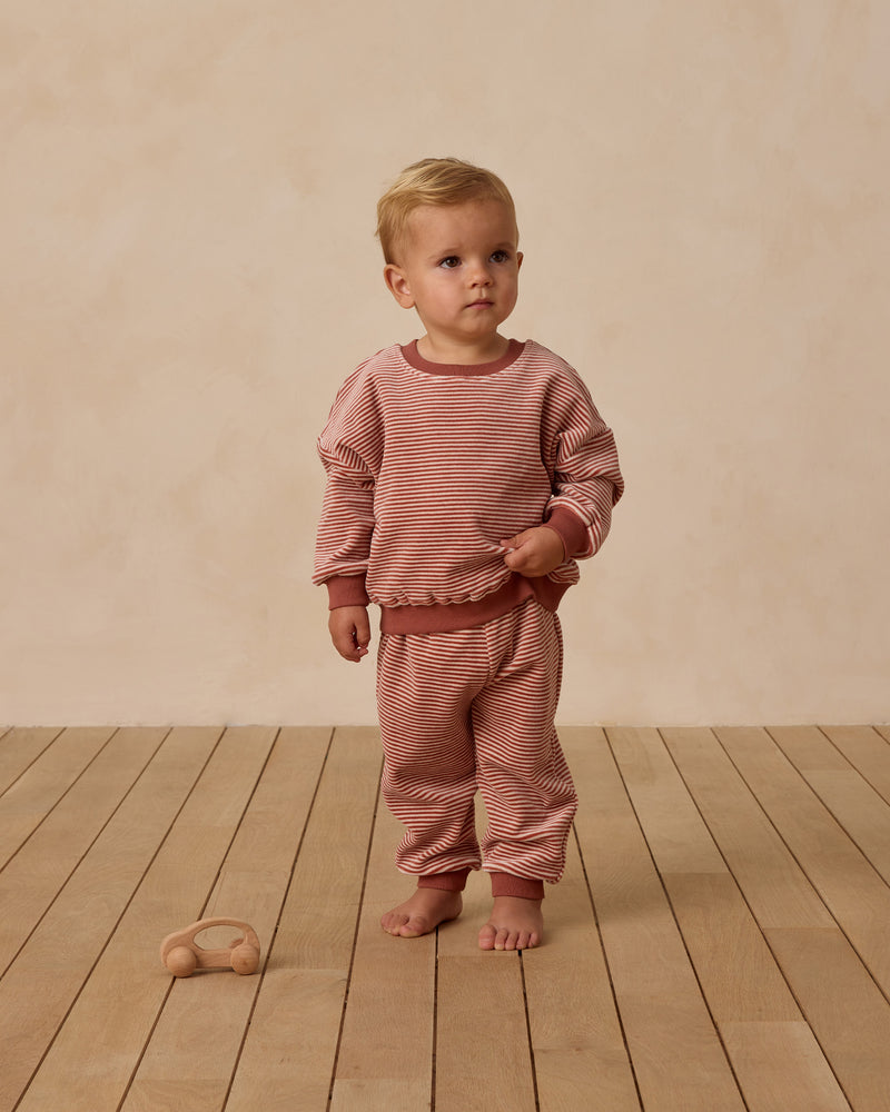 Candy stripe velour relaxed sweatshirt