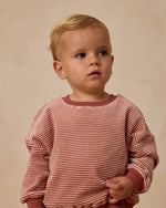 Candy stripe velour relaxed sweatshirt