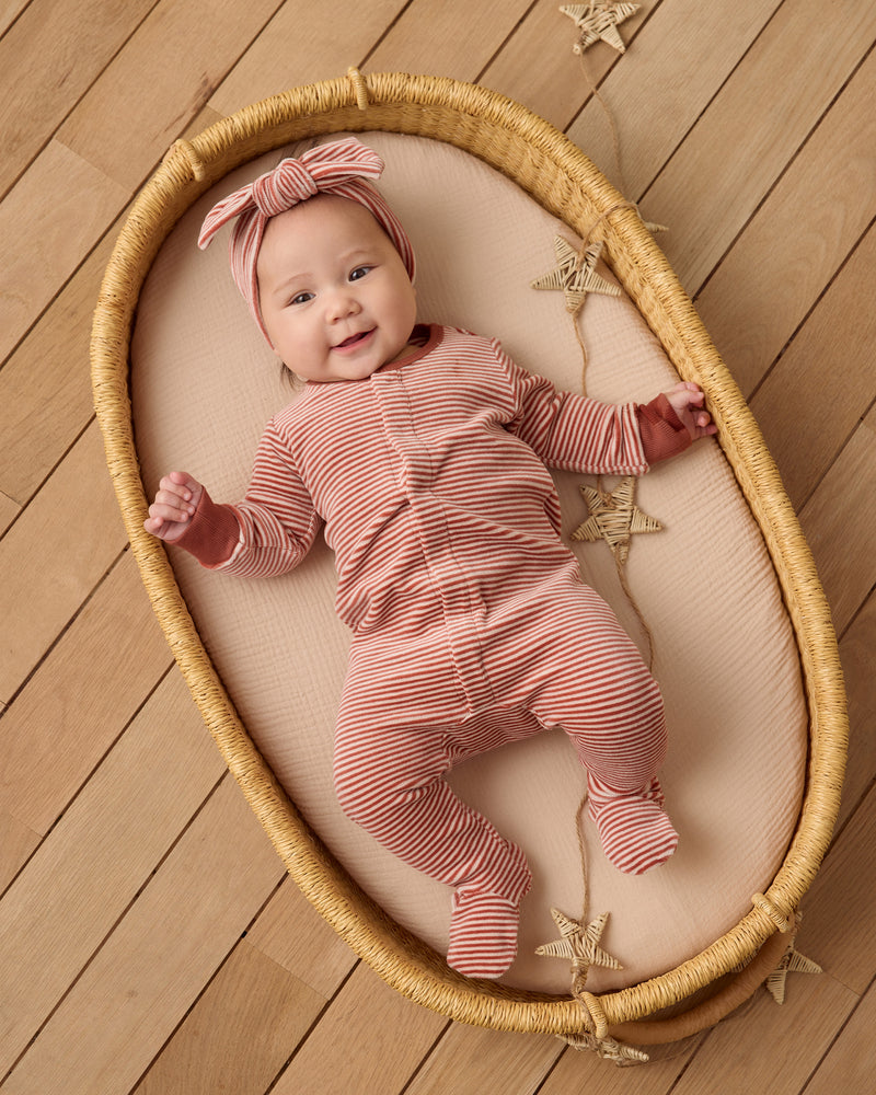Candy stripe hidden snap footie