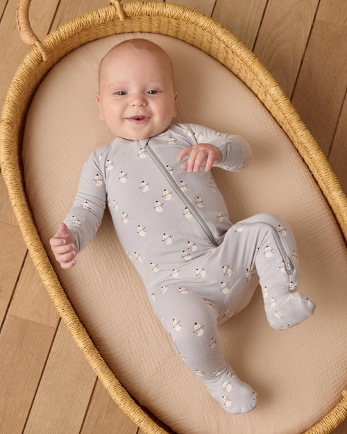 Snowmen bamboo zip footie