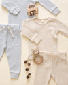 Ensemble haut + pantalon gaufré Ice blue