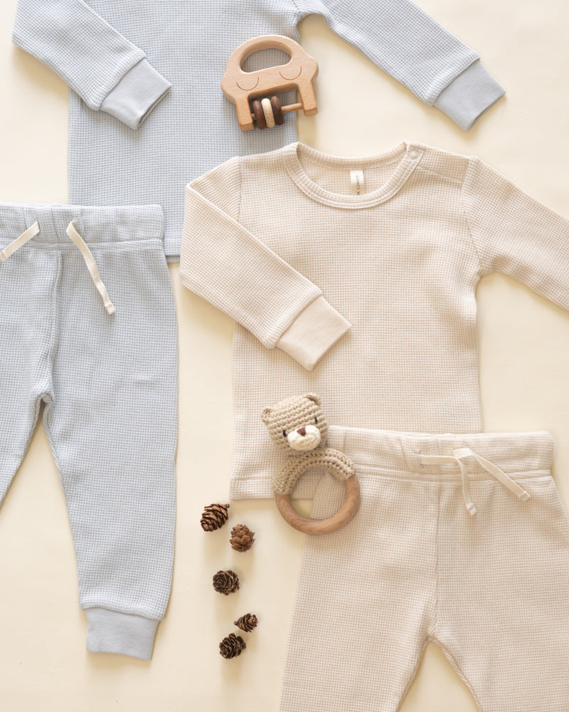 Ensemble haut + pantalon gaufré Ice blue