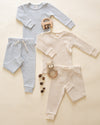 Ensemble haut + pantalon gaufré Ice blue