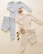 Ensemble haut + pantalon gaufré Ice blue