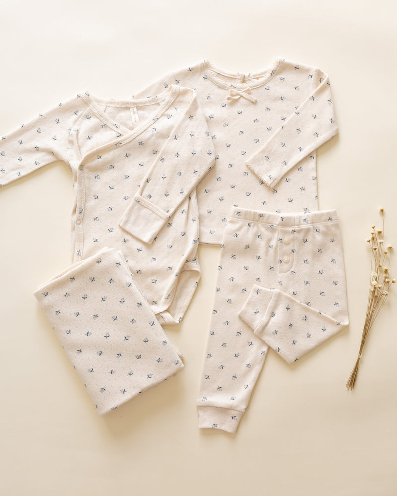 T-shirt + legging en pointelle Blue ditsy 