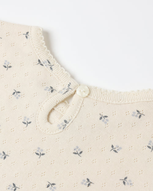 Blue ditsy pointelle long sleeve tee + legging