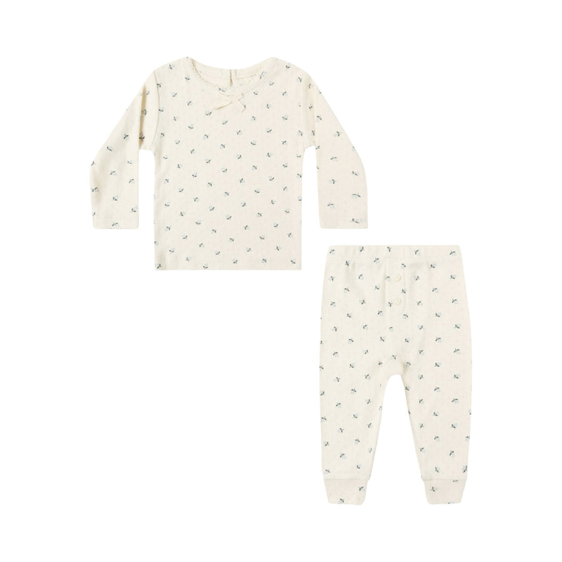 T-shirt + legging en pointelle Blue ditsy 