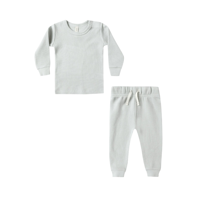 Ensemble haut + pantalon gaufré Ice blue