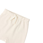 Natural wrap top + footed pant set