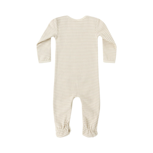Oat micro stripe baby footie