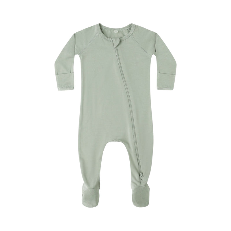Fern bamboo zip footie