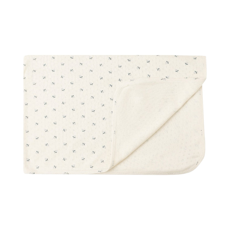 Blue ditsy pointelle baby blanket