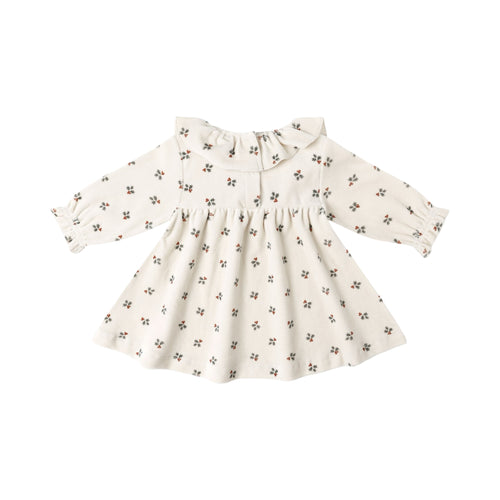Holly berry velour baby dress