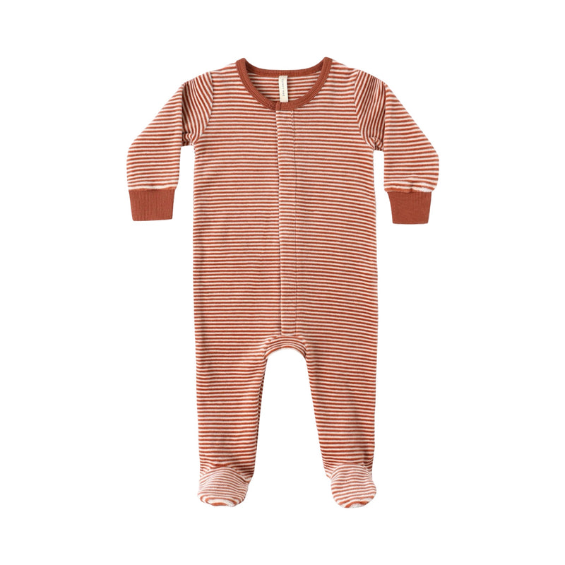 Candy stripe hidden snap footie