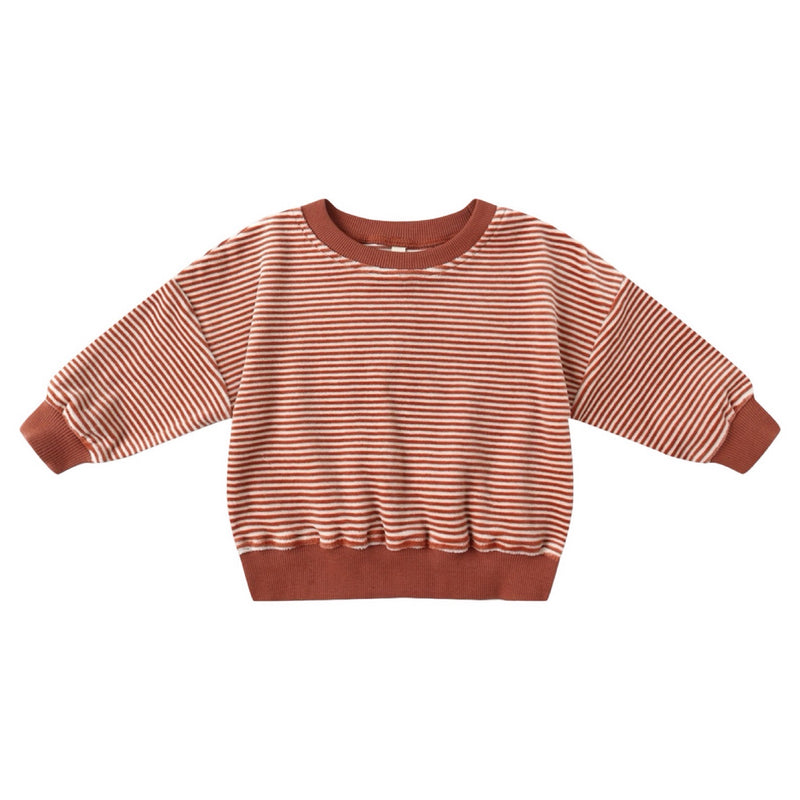 Candy stripe velour relaxed sweatshirt