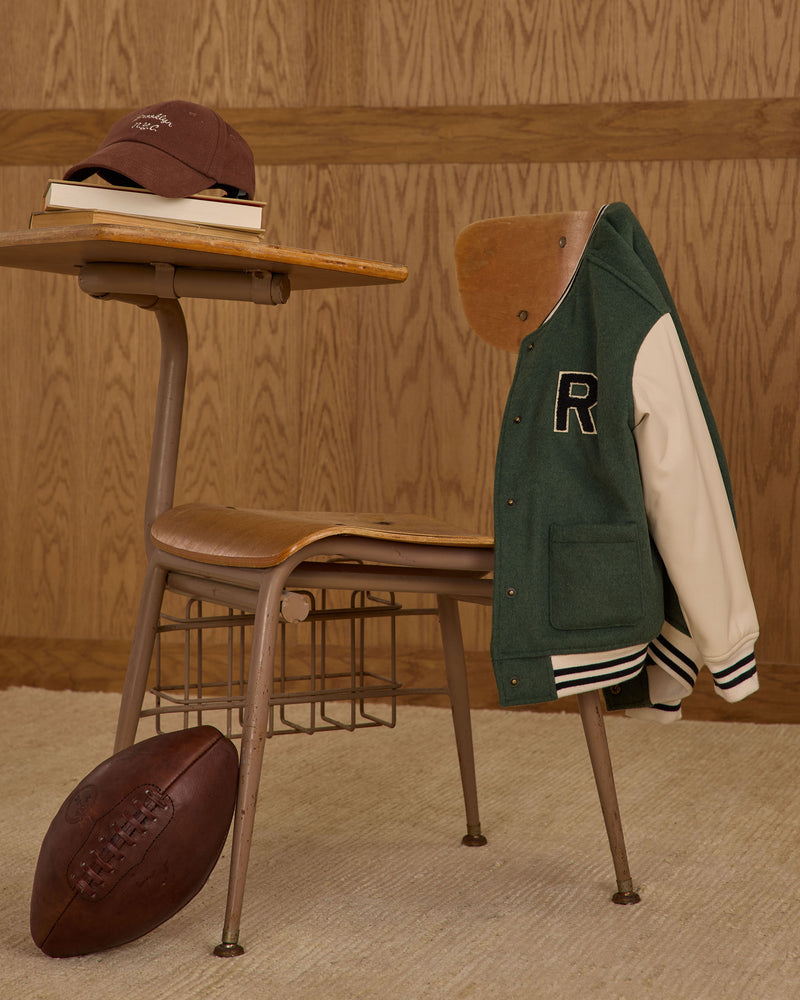 Green varsity jacket