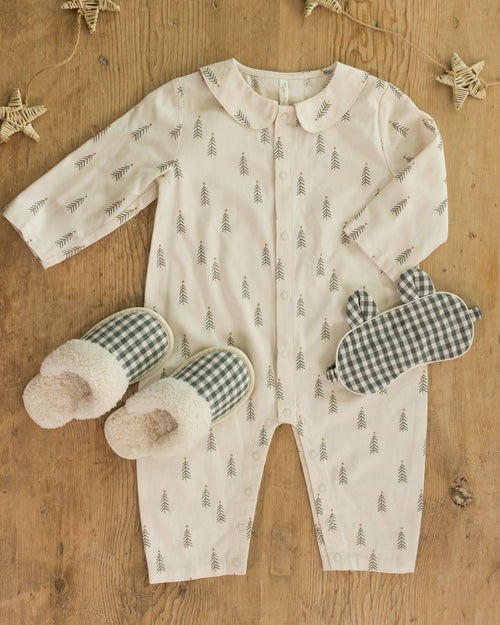 Evergreen gingham slippers