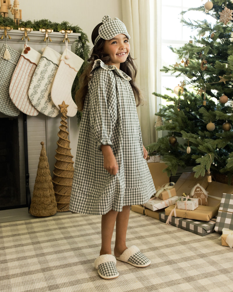 Evergreen gingham slippers