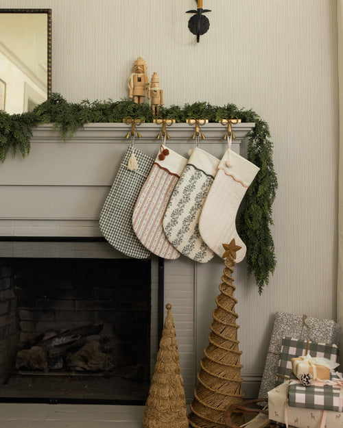 Evergreen gingham Christmas stocking