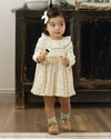 Natural ditsy ruffle collar dress