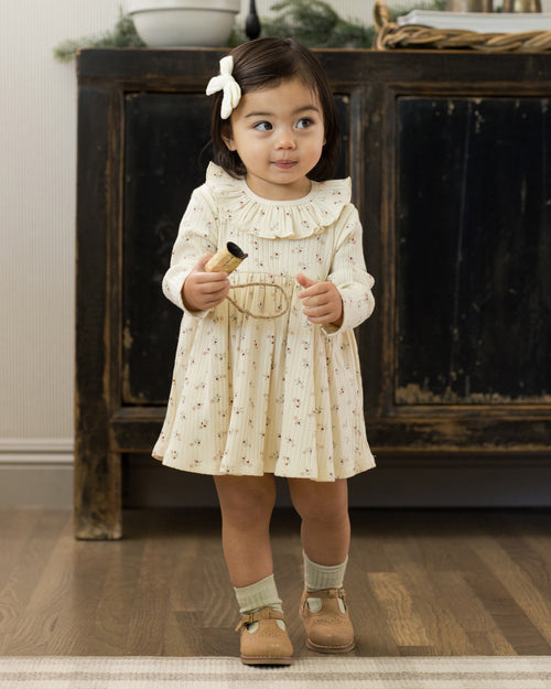 Natural ditsy ruffle collar dress