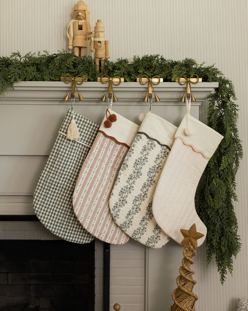 Evergreen gingham Christmas stocking