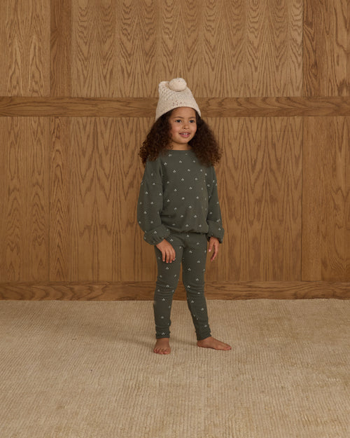 Evergreen ditsy spongey knit set