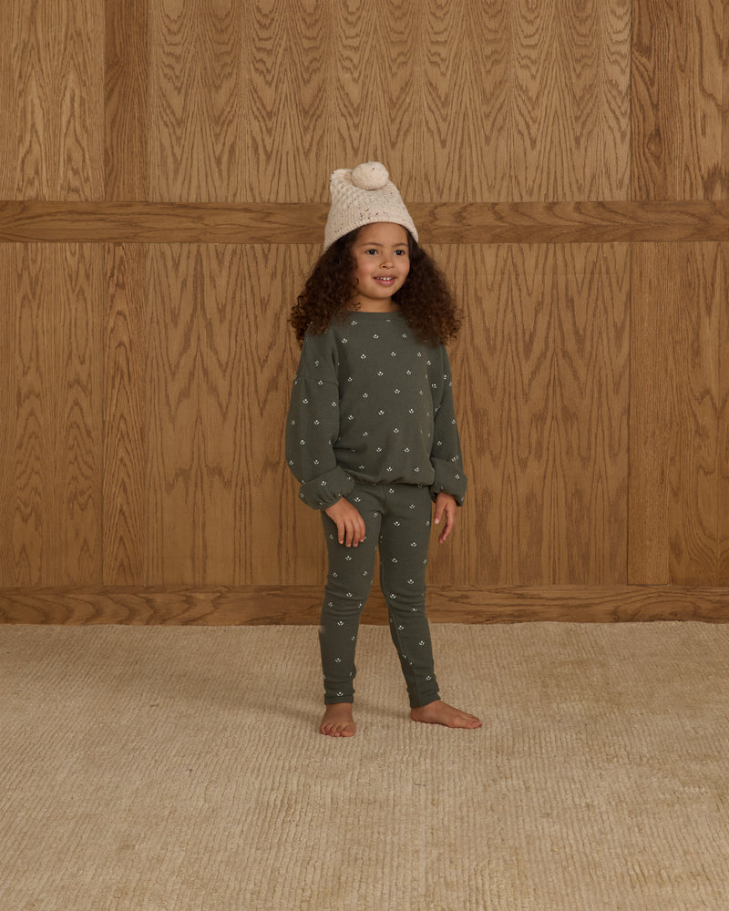 Evergreen ditsy spongey knit set