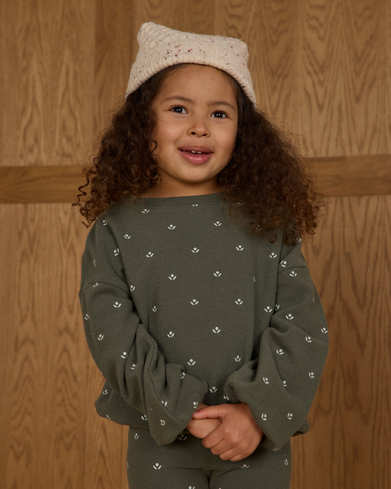 Evergreen ditsy spongey knit set
