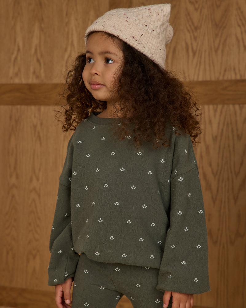 Evergreen ditsy spongey knit set