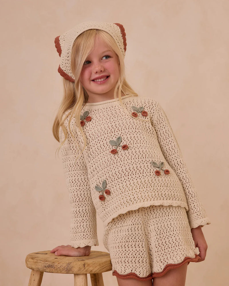 Cherries crochet knit pullover