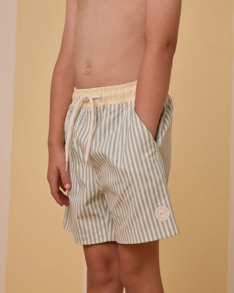 Sage stripe boardshort