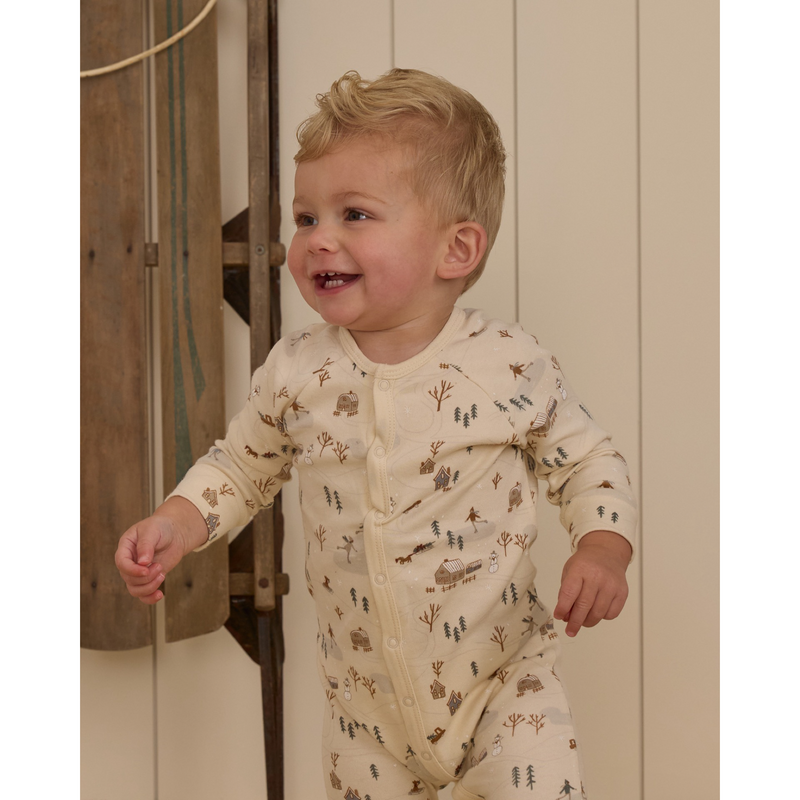 Rylee and Cru Winter town organic long john pajamas Les Petits Voyous