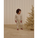 Holiday floral organic long john pajamas