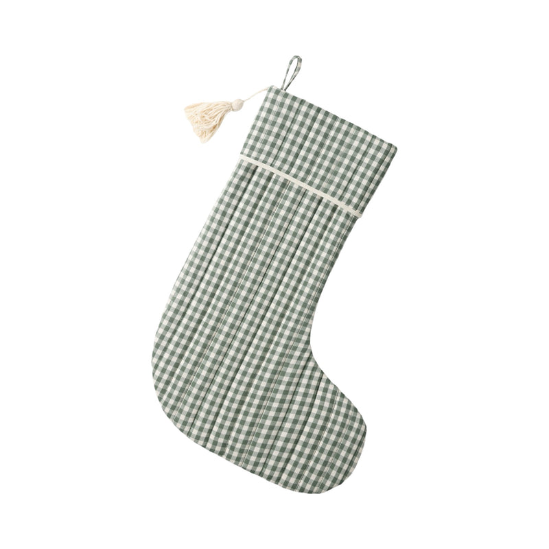 Evergreen gingham Christmas stocking