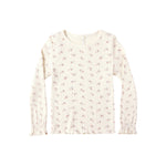 Natural ditsy ribbed long sleeve top