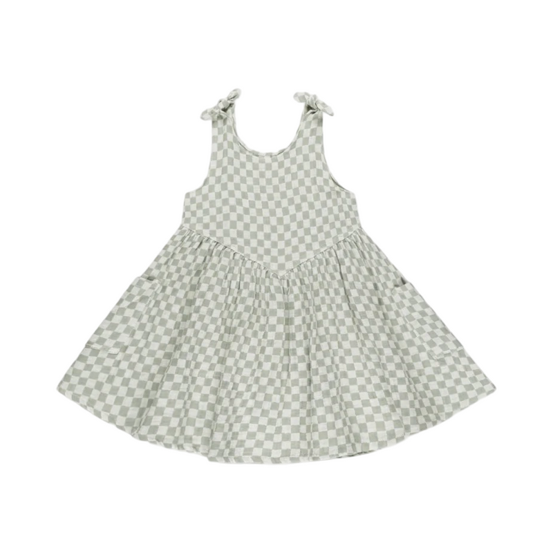 Sage check summer dress