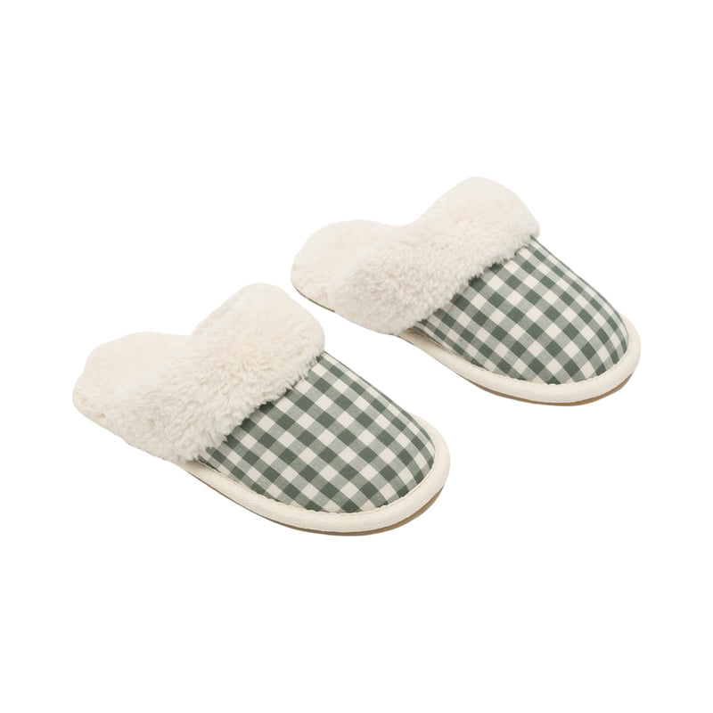 Evergreen gingham slippers
