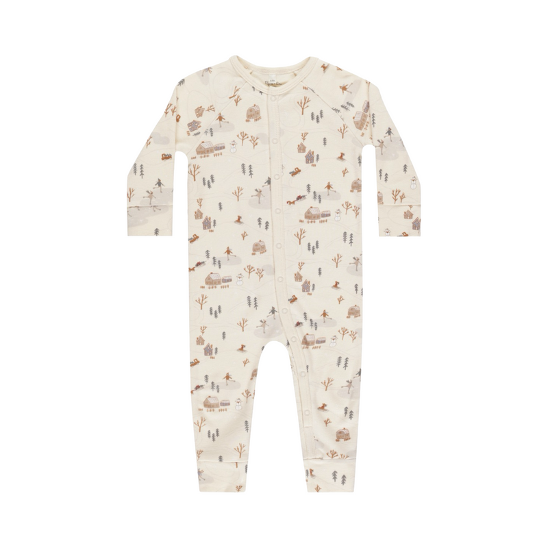 Winter town organic long john pajamas